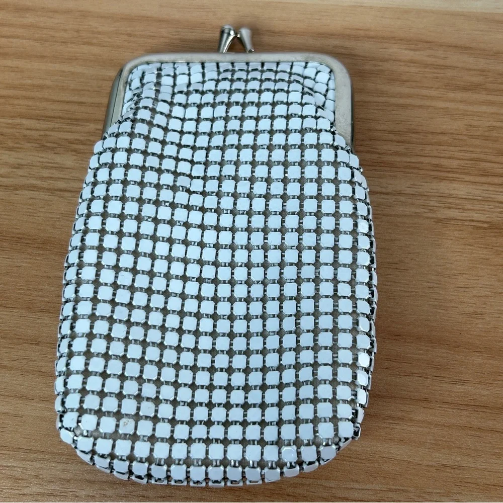 Cigarette Case or Eyeglass Case White Metal Mesh Props Retro